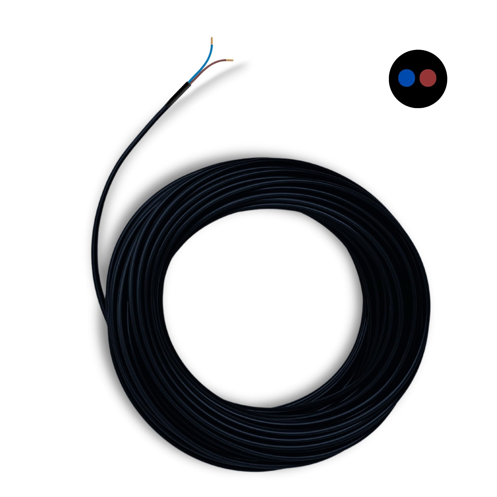 Câble Électrique 25m 2x0.75mm² Noir | H03VV-F Flexible Double Isolation PVC | Installation Intérieure/Extérieure | Résistant | Parfait pour Lampes, Appliques, Connexions, Projets Maison
