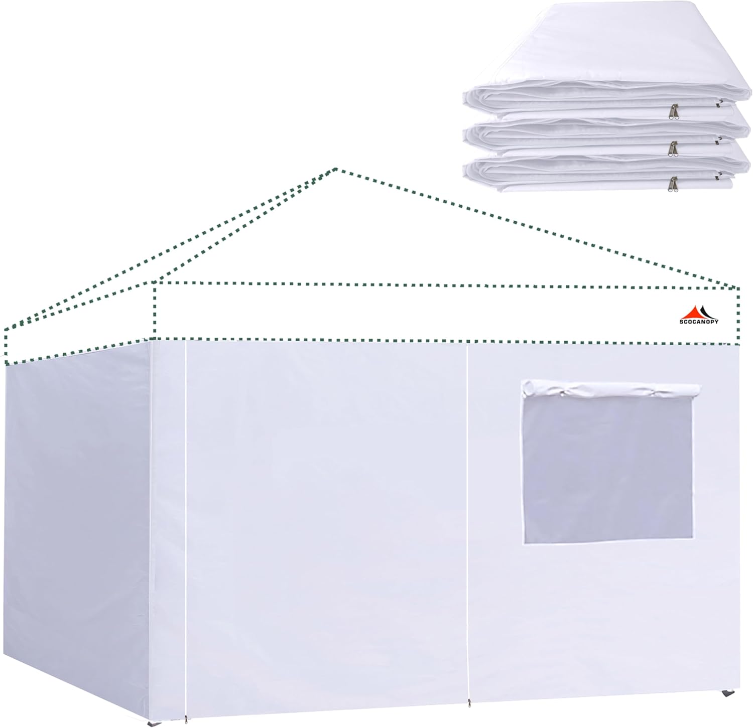 White Replacement Sidewall Compatible with E-Z UP 10' x 10' Commercial Canopy,ES100S,CSF 10WH STL,ES1002F, Encore II,Full Closed Sidewalls for 10x10 Canopy Frame, 4 Pack SunWalls Only