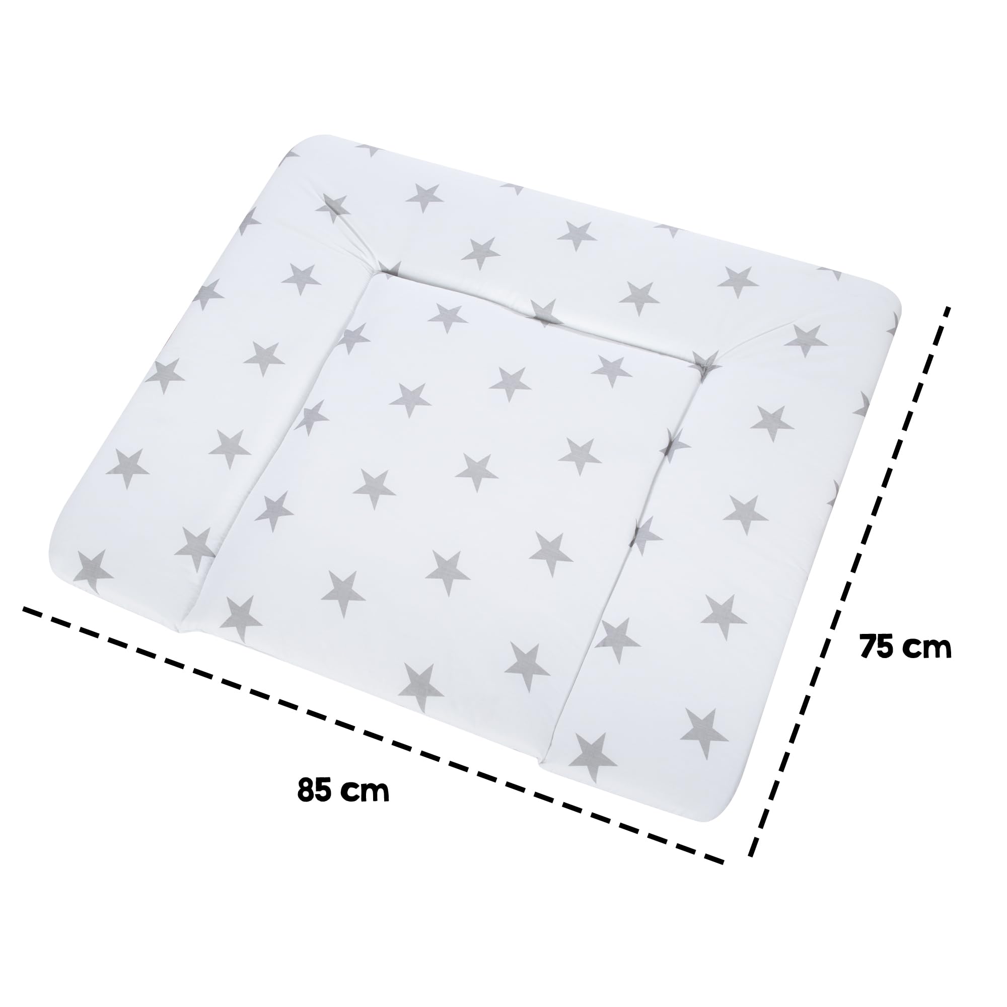 roba Matelas à Langer Nettoyable 85 x 75 cm Little Stars - Bords Rehaussés - pour Table à Langer - Sans Phtalate - Motif Étoiles Grises sur Fond Blanc