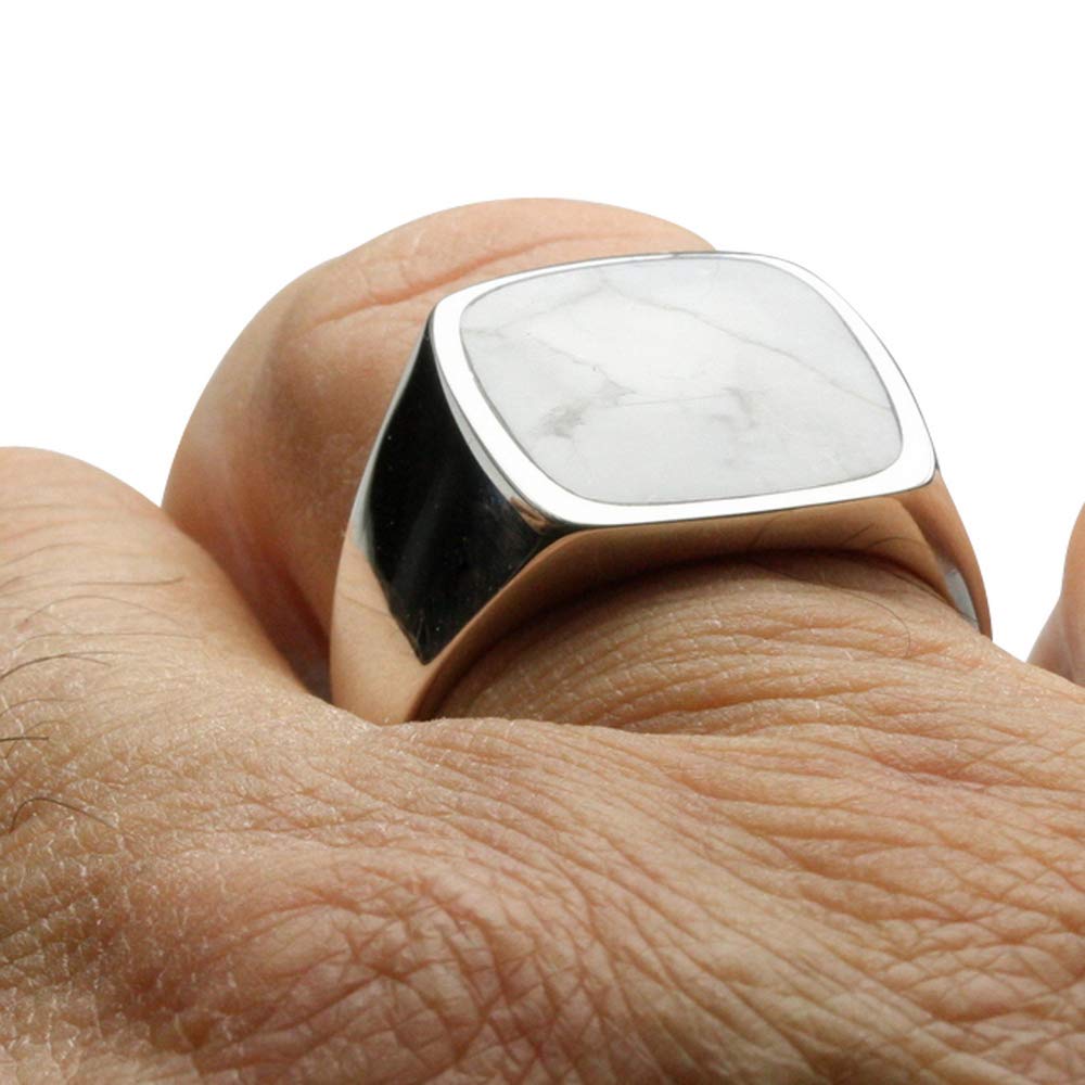 Massiver Siegelring aus 925er Silber mit besonderem Howlith