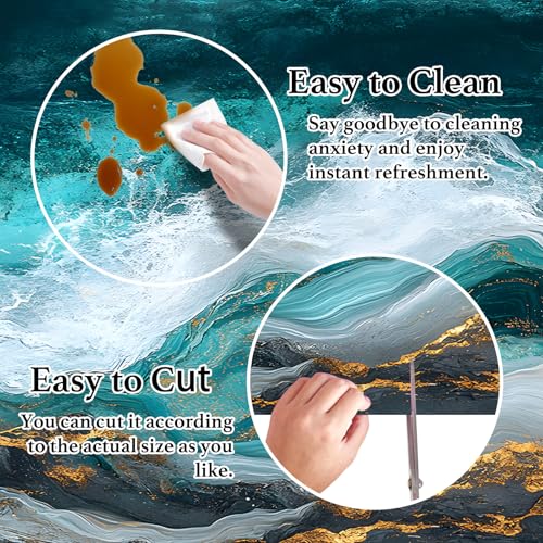 Image of Nuxovilar Teal Gold Marble Vein Wallpaper Peel Stick 15.75x118.11