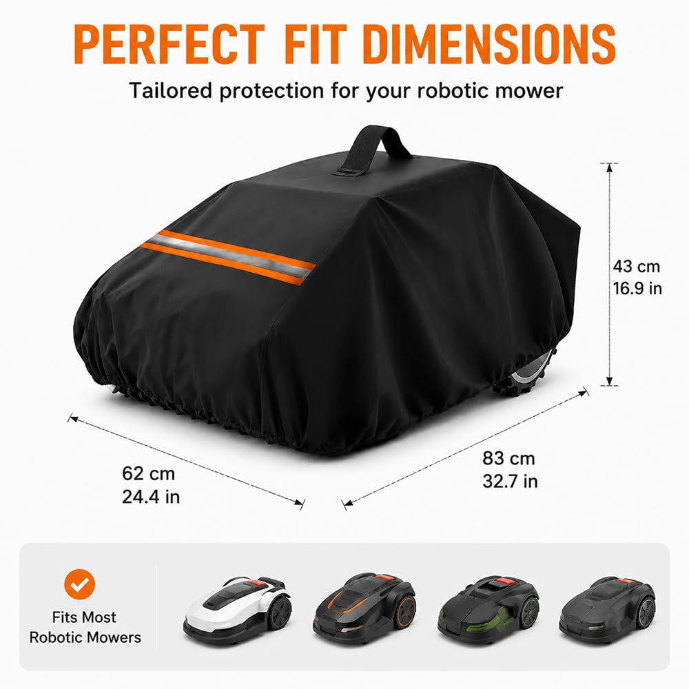 Funda Protectora para Robot Cortacésped para Yard Force Luv 60Ri, Cubierta Oxford 600D Impermeable Anti UV con Asa