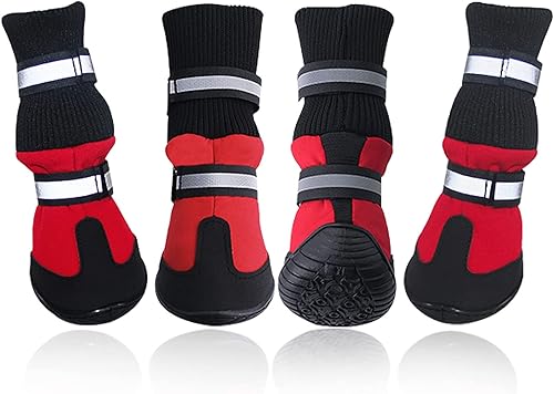 Payanwin Botas impermeables para perro, zapatos de invierno para mascotas, forro cálido, suela de goma antideslizante, correas ajustables