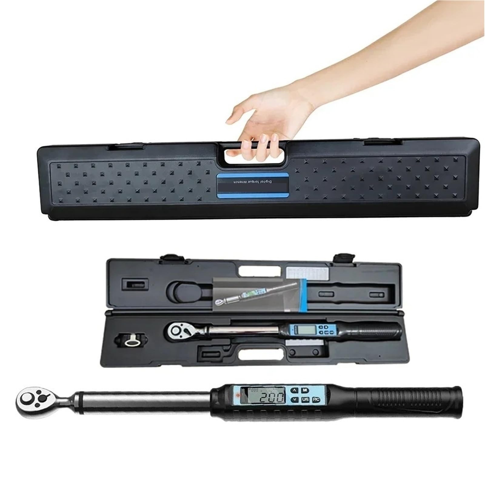 Airuixi Gm200 Torque Wrench 1/2" 3/8" Digital Torque Wrench Adjustable Data Save Bike Car Bicycle Repair Tool(Gm200)