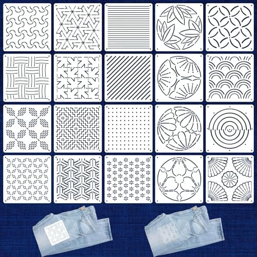 BENECREAT 4 Stencil Sashiko In Acrilico – Griglia Quadrata Per Ricamo E Trapuntatura – Spessore 3 Mm, Dimensione 119x119 Mm - 5