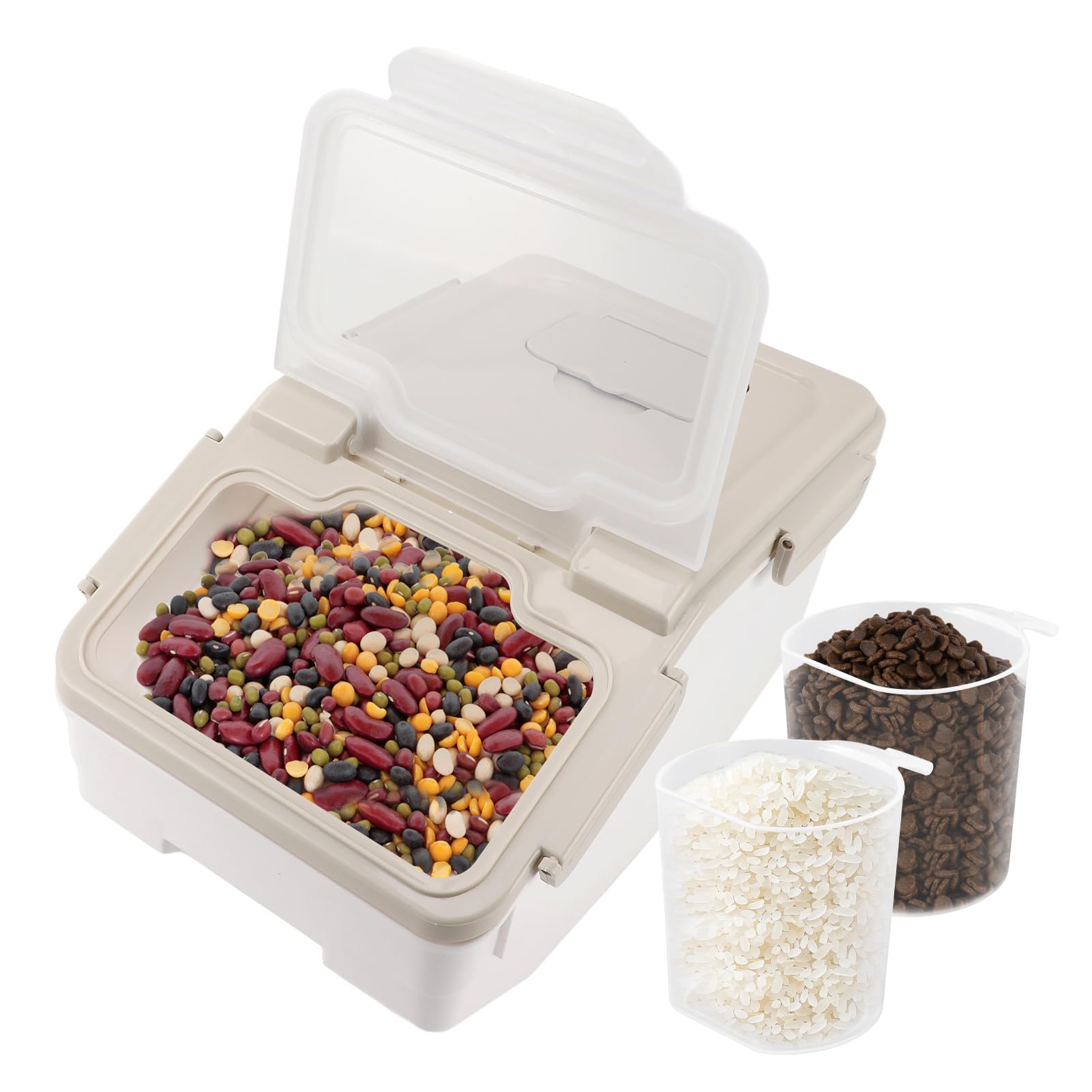 WGFOIP Food Storage Containers, Airtight Rice Storage Bin with Measuring Cup and Lid, Thickened Plastic Containers for Flour Cereal Kitchen Pantry Organization