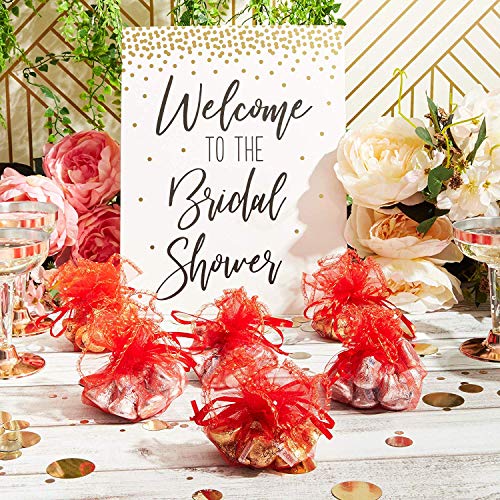 Bezall 100Pcs Round Organza Bags Red, 9.8 Inch Jewelry Candy Pouch Drawstring Christmas Wedding Party Favor Gift Packaging Bags #TOP4