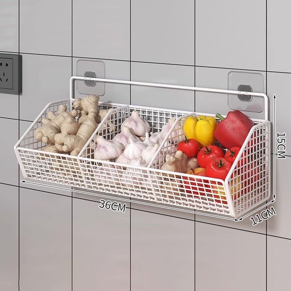 Gewürzregal zur Wandmontage, stanzfreier Küchenaufbewahrungs-Organizer für Knoblauch, Chili, Kräuter, Gewürzhalter, Metall, Schwarz, M 26 x 15 x 11 cm