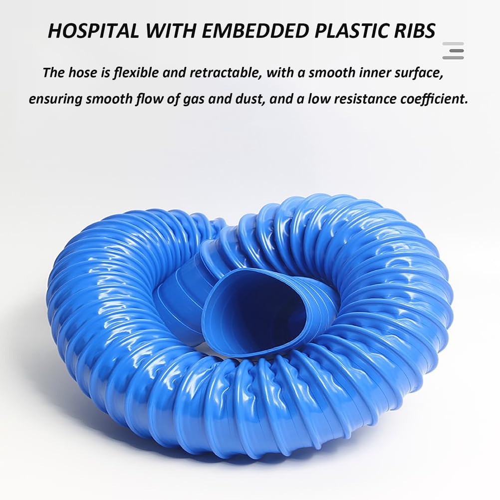 Manguera recolección Polvo Flexible PVC Azul, conducto ventilación Corrugado, Conector Manguera aspiradora Extensible 3 m Longitud, diámetro Interior de 30 mm a 80 mm,75mm