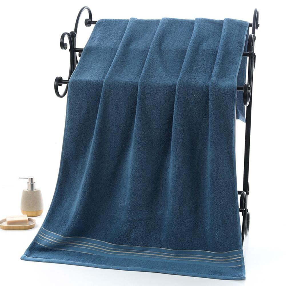 3 Serviette de Bain Drap de Bain en 100% Coton, Grande Taille Douce Luxe et Très Absorbant, pour Douche Natation Salle de Bains Hôtel Voyage (70x140CM, Bleu+Gris+Beige)