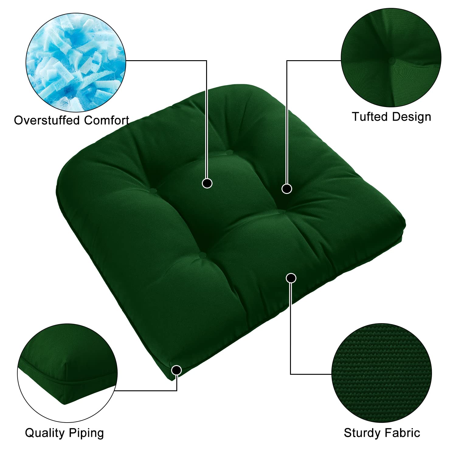 LOVTEX Indoor/Outdoor Tufted Seat Cushions for Patio Furniture Set of 2