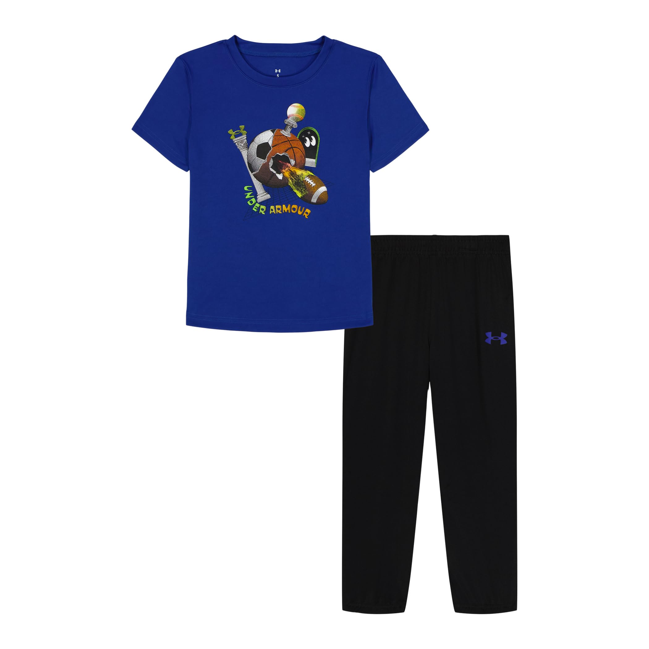 Under Armour Boys' 2-piece Short Sleeve Graphic T-Shirt and Joggers Set, Royal Tech, 6