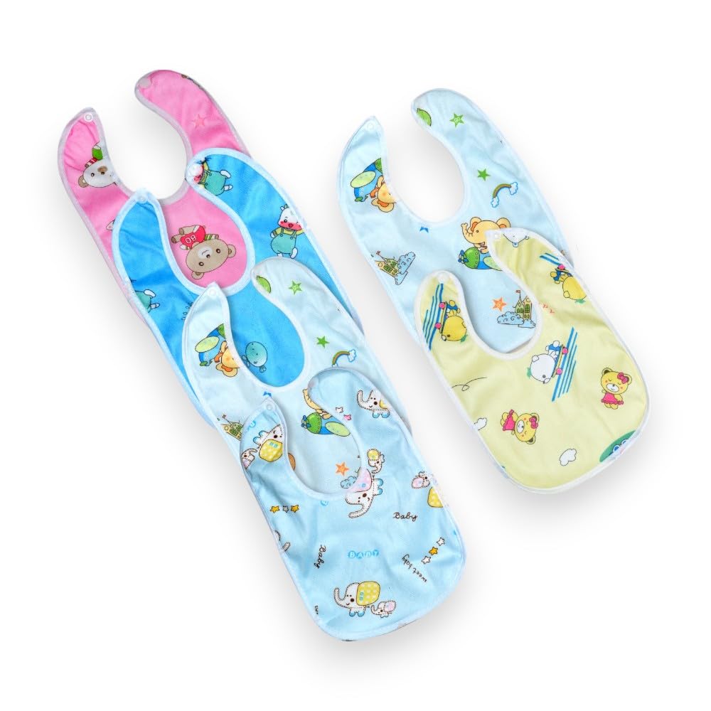 HONOR YOUR HOME New Born Baby Cotton Bibs (Pack of 5) | Super Absorbent & Ultra Soft | Baby Bibs for 6 to 12 Months | Gentle on Delicate Skin | Ideal for Feeding & Drooling-image-7