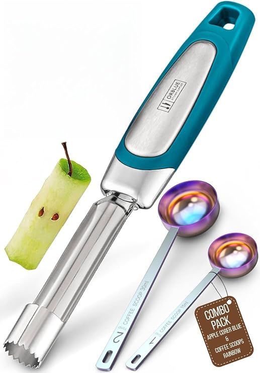 Orblue Premium Apple Corer Tool & Premium Coffee Scoop Set Bundle