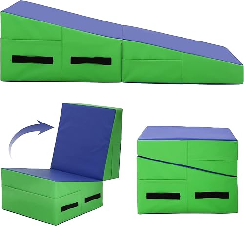 Colchoneta de gimnasia para el hogar, 48 x 24 pulgadas, inclinada, con asas, plegable, para yoga, gimnasio, entrenamientos de núcleo, estiramientos