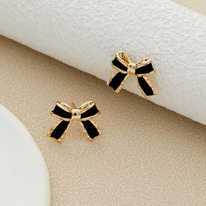 Gold Plated Bow small tiny cute stud hoop Earrings for Women Fashion Jewelry