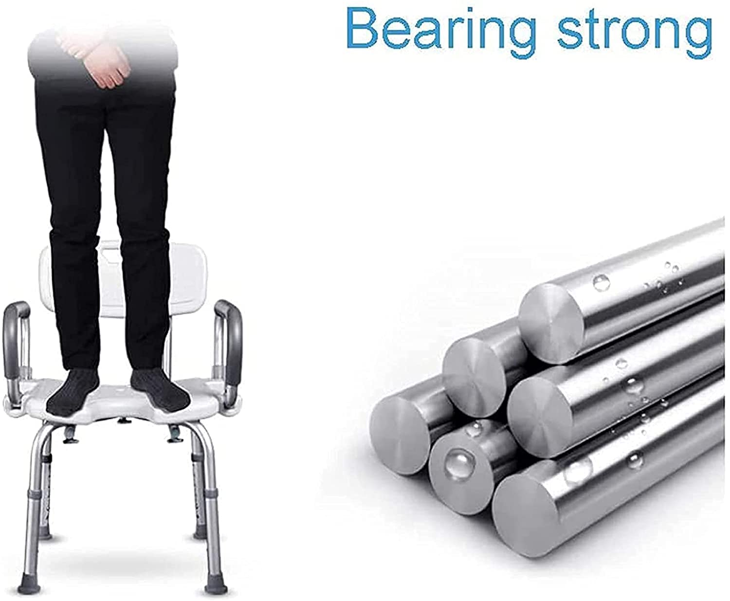 X&Z-XAOY Banco De Transferencia De Asiento Acolchado, Taburetes De Baño, Silla De Ducha con Brazos Y Espalda, Asiento De Baño Ajustable De Altura, Anti Patinaje Y Sin Deslizamiento