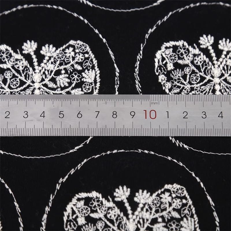 Tissus Couture Tissu épais en coton et lin brodé de papillons, sac, nappe, oreiller, tissu fait à la main, bricolage(Blue)