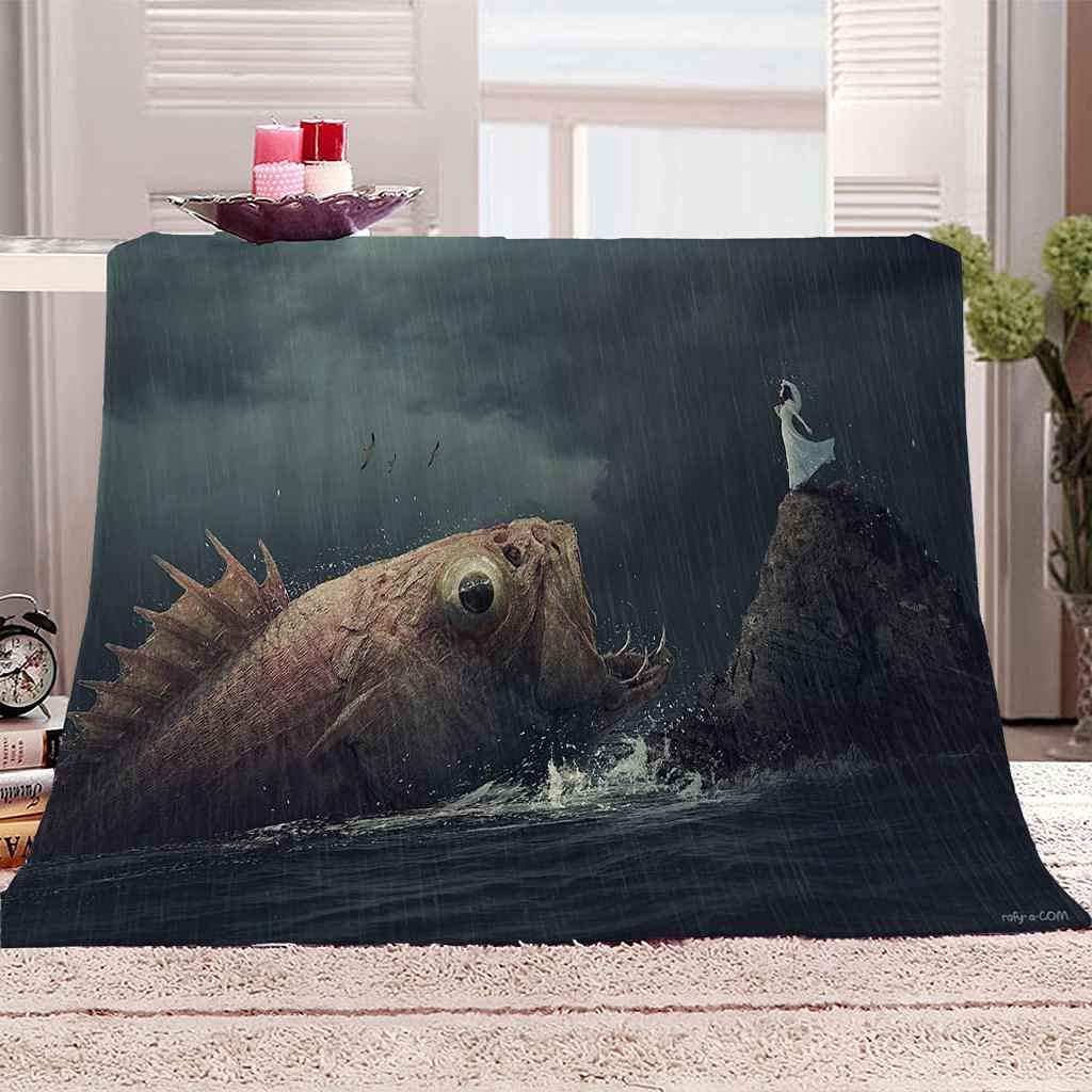 Couverture poisson bleu en flanelle pour des soirées cocooning et confortables