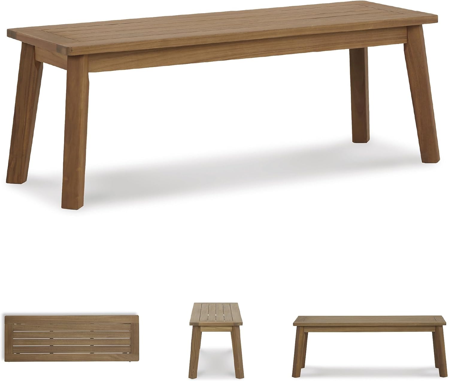 Signature Design by Ashley Janiyah Casual Outdoor Dining Bench, Light Brown