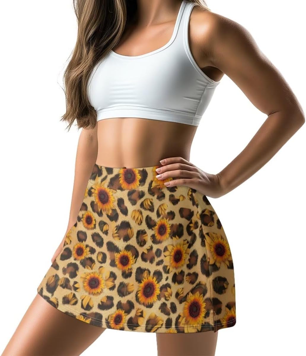 HUGS IDEA Womens Tennis Skirt with Shorts A Line Athletic Activewear for Running Hiking