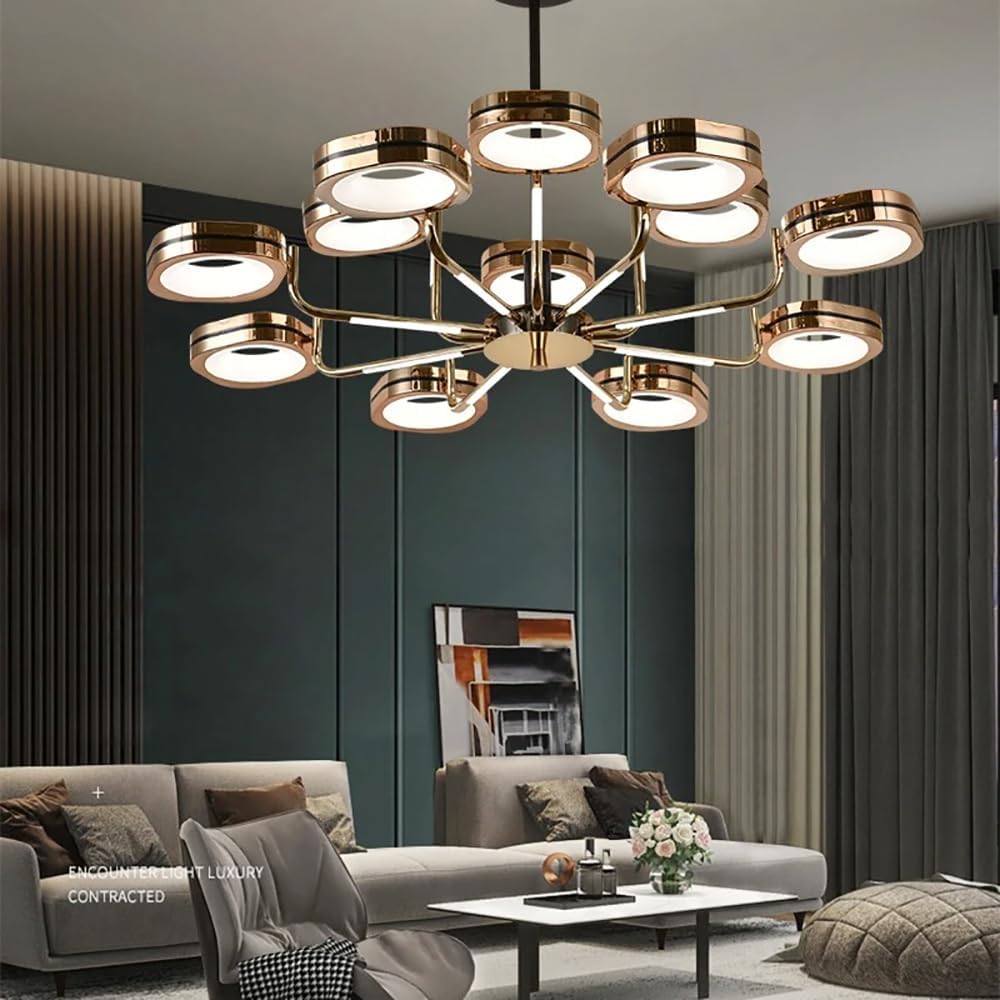 12-Lights LED Chandelier Pendant Light Fixture,Black 120W Hanging Light Sconce Modern Indoor Lighting Ajustable 3000-6000K Hanging Lamp for Living Room Dining Room Kitchen Island Pendant Lights