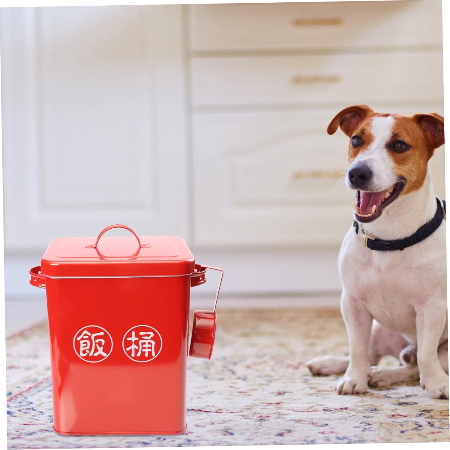 Yardwe Pet Food Storage Container Sealed Bucket for Dog Cat Food Moisture Design Red Bin Capacity for Keeping Pet Supplies Fresh