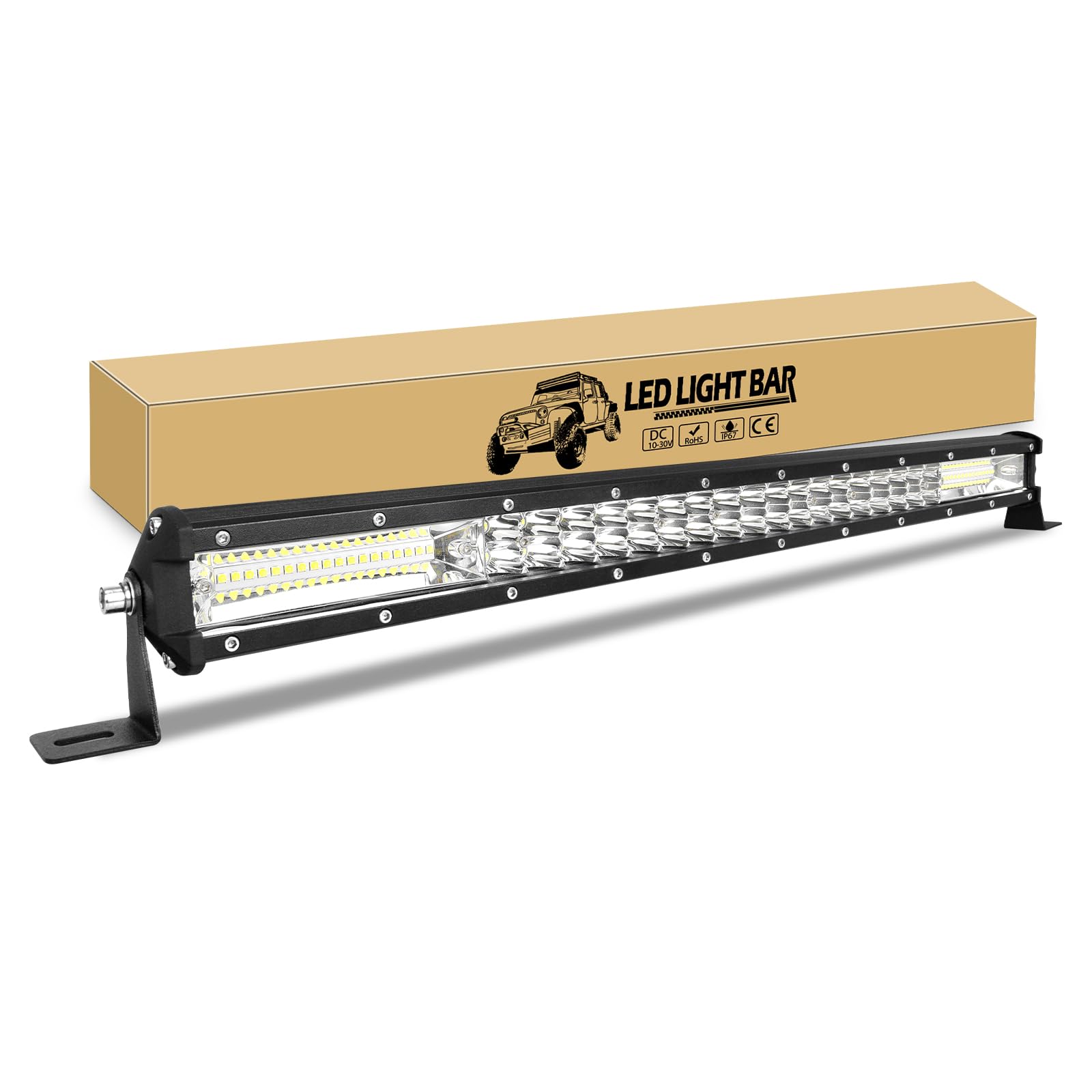 RIGIDON 61cm 24 pollici 216W Barra LED Fuoristrada, Barra Luce Led 12V 24V, Fari di Profondità Combinata Faretto Fendinebbia Faro da Lavoro Led per Auto Camion Trattore 4x4 SUV ATV UTV Veicoli