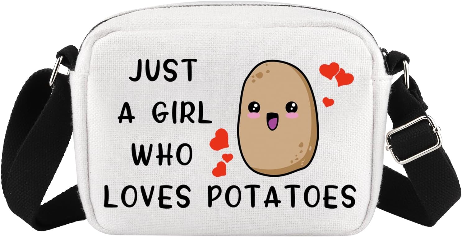 G2TUP Potato Lover Gift A Girl Who Loves Potatoes Makeup Bag Potato Queen Cosmetic Bag Food Lover Gift Zipper Travel Bag (Loves Potatoes HS)
