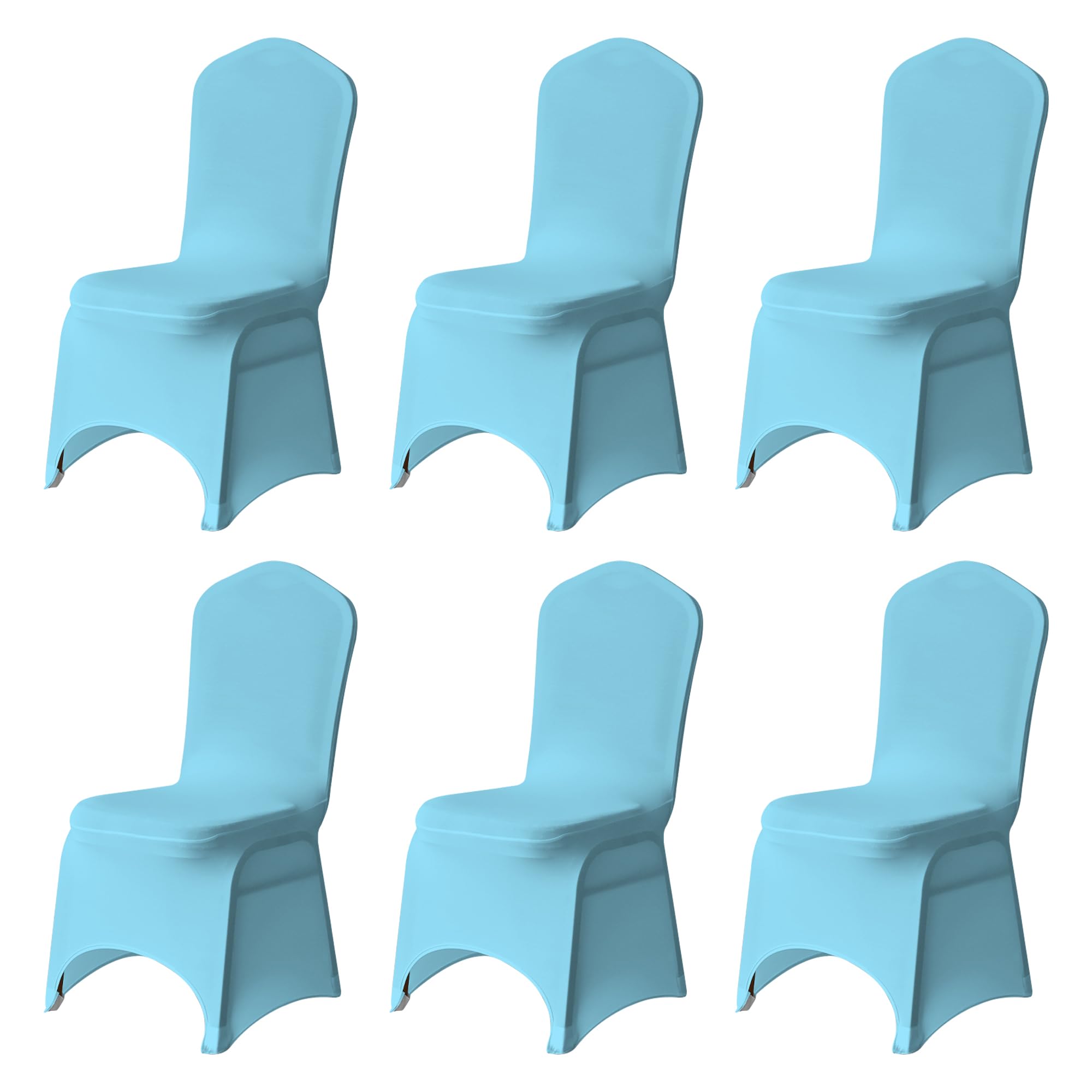 Trimming Shop 6pcs Baby Blue Wedding Chair Covers Stretch Slipcovers