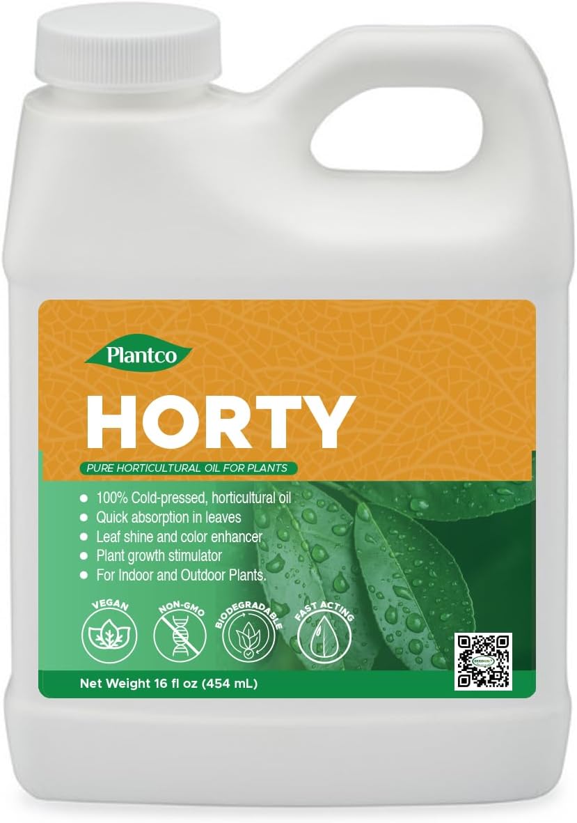 Horticultural Oil Concentrate for Plants and Trees - Cold-Pressed Karanja Oil Based Leaf Shine, Color Enhancer, Plant Growth Stimulator from Horty - 16 fl oz Spray Concentrate