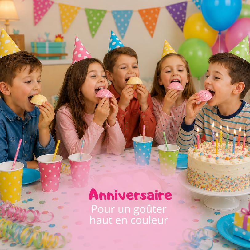 Bonbons d’Enfance - 50 Boules Coco emballées individuellement | Bonbons rétro multicolores à la noix de coco - Anniversaire, fête, candy bar, piñata, kermesse - Emballage individuel