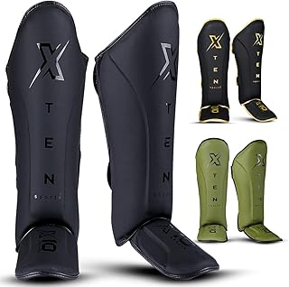 X TEN Sports Premium Martial Arts Shin Guards - muay thai shin guards to enhance performance kickboxing shin guards flawless MMA Shin Guards Lightweight muay thai shin pads for any intense training