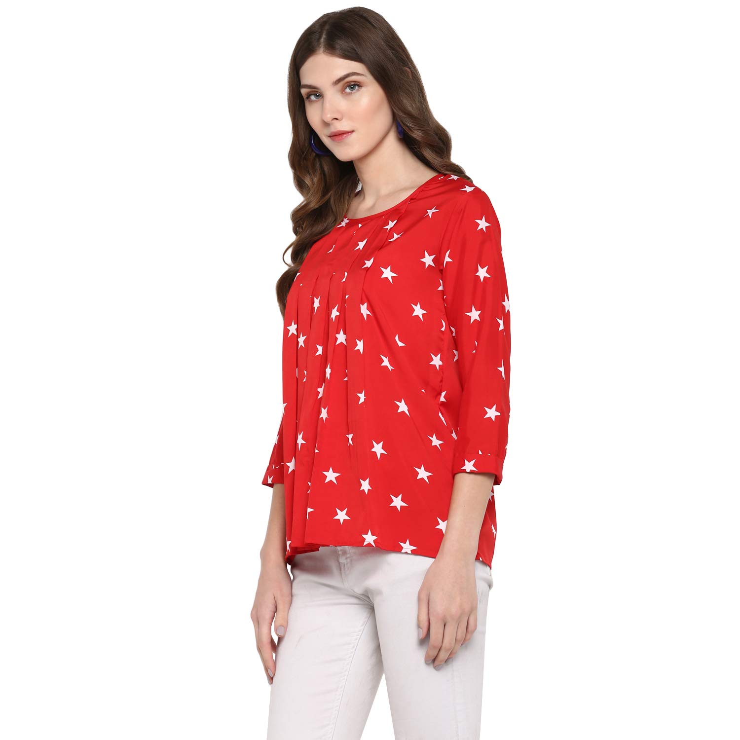 Indietoga Women's Red Star Crepe Tops (X-Large) 3