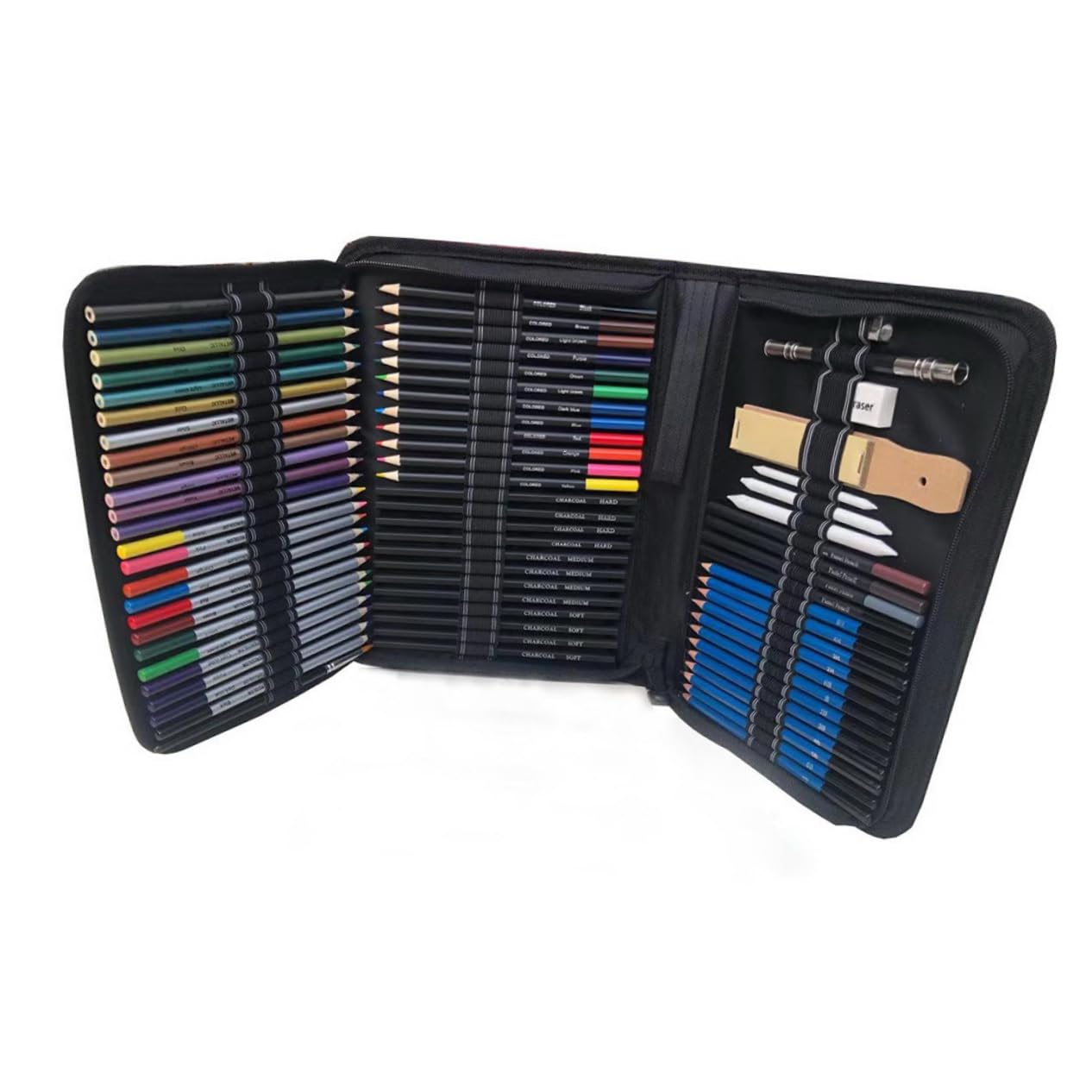 PLAFOPE Ensemble Complet De 72 Crayons De Peinture De Rangement Kit De Dessin Crayon Pour Garçons Et Filles Crayons En Bois