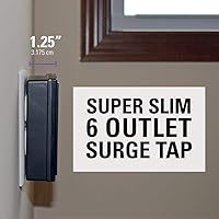 Vista 3 de SANUS, protector contra sobretensiones de perfil bajo en la pared, 1080 J, a prueba de fuego, con 6 salidas de electricidad AC y 3 líneas