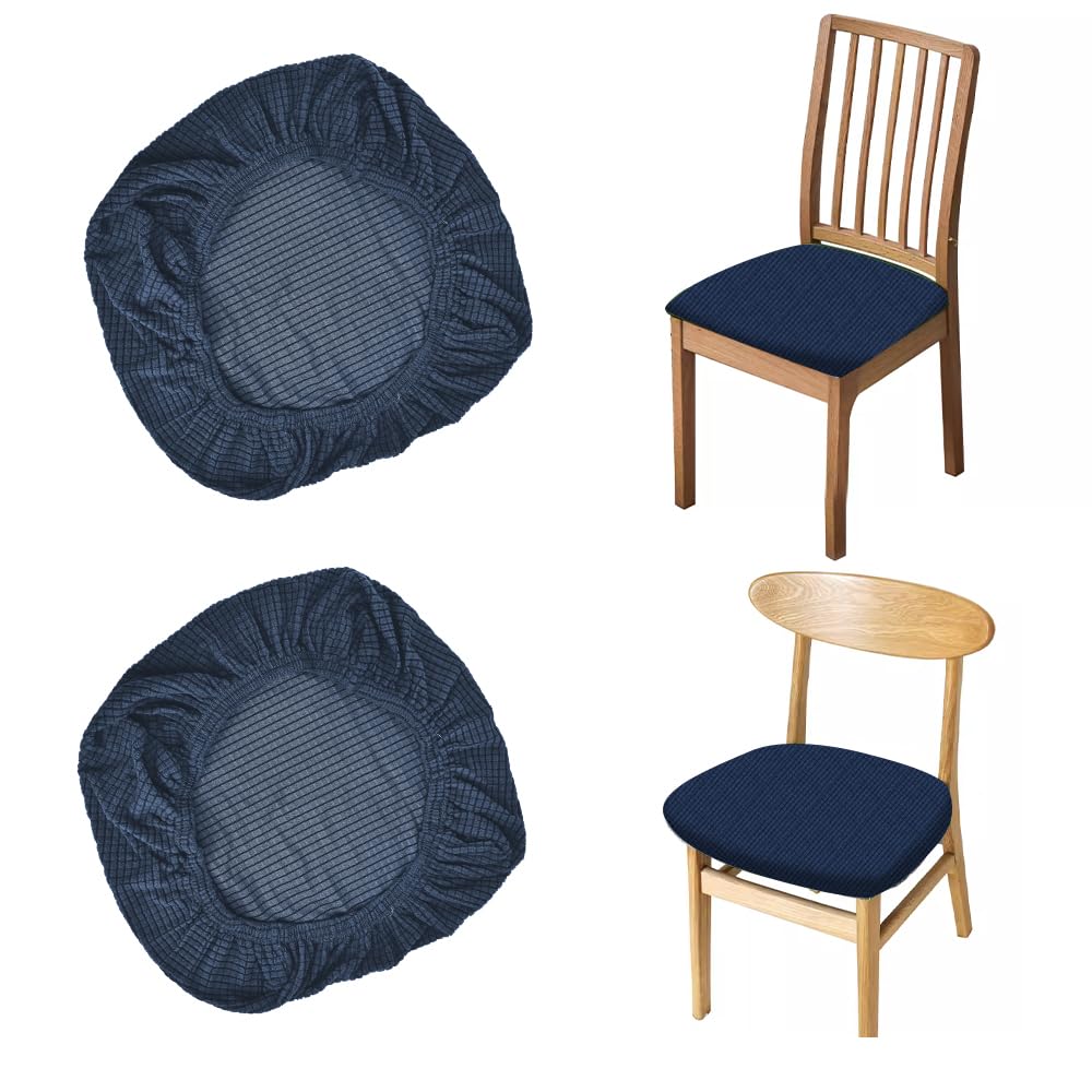 CAREDGO 2 Pcs Funda Asiento Silla Oficina Funda Silla Escritorio Fundas para Silla de Ordenador Funda para Asiento Silla Comedor Funda Silla Gaming Funda Protectora Silla Azul para Oficina Comedor