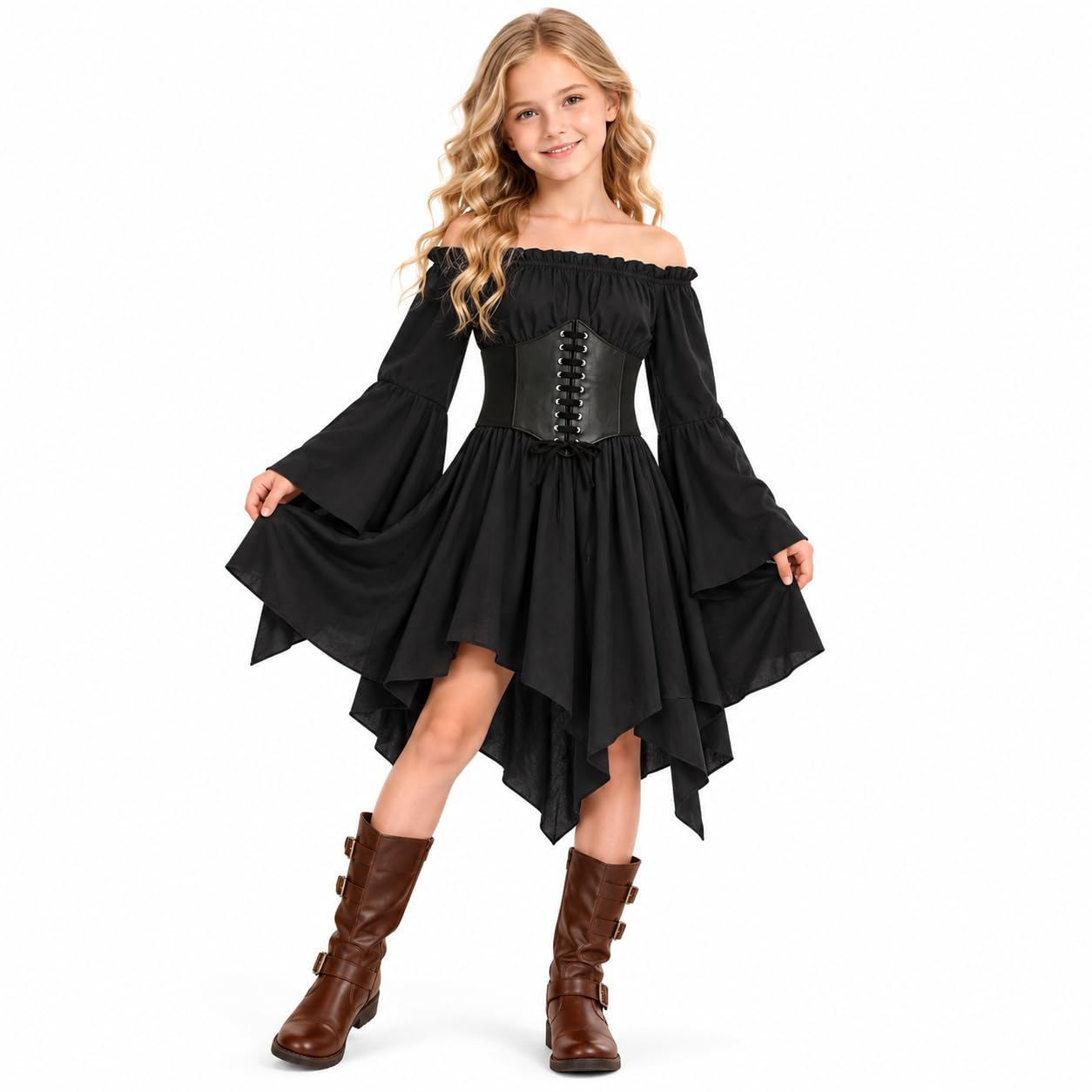 Girls Pirate Costume, Pirate Costume Kids with Pirat Dress and Corset Belt,Halloween Costumes Create Complete Pirat Princess Dress for Child, Perfect Birthdays, Carnivalsand Themed Parties — image 1