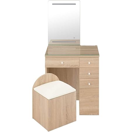 Amazon ぼん家具 ドレッサー 女優ミラー ハイタイプ コンパクト 化粧台 コンセント 幅約60cm Ledライト オーク 鏡台 ドレッサー オンライン通販