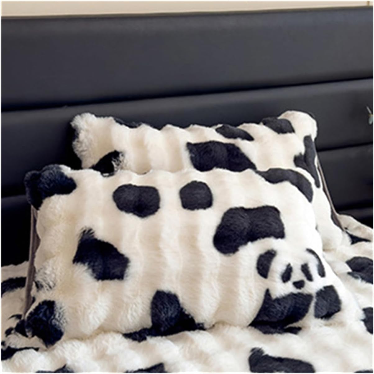 Faux Rabbit Fur Throw Standard Pillow Cases, Velvet Plush Flannel Pillowcases (Gray,2 Pillowcases)