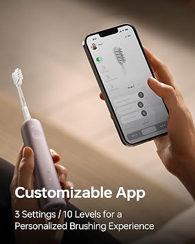 Laifen Wave Electric Toothbrush, Oscillation & Vibration, IPX7 Waterproof Magnetic Rechargeable Travel Sonic Electric Toothbrush for Adults with 3 Brush Heads (Pink Aluminum Alloy)