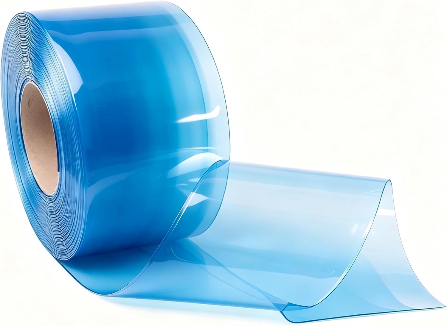 Smooth Clear Blue PVC Strip Curtain 7" Width x 1200" Height - Walk-in Cooler and Freezer Door Strips Transparent Plastic Vinyl Warehouse Flap Doors for Temperature Management AP1474