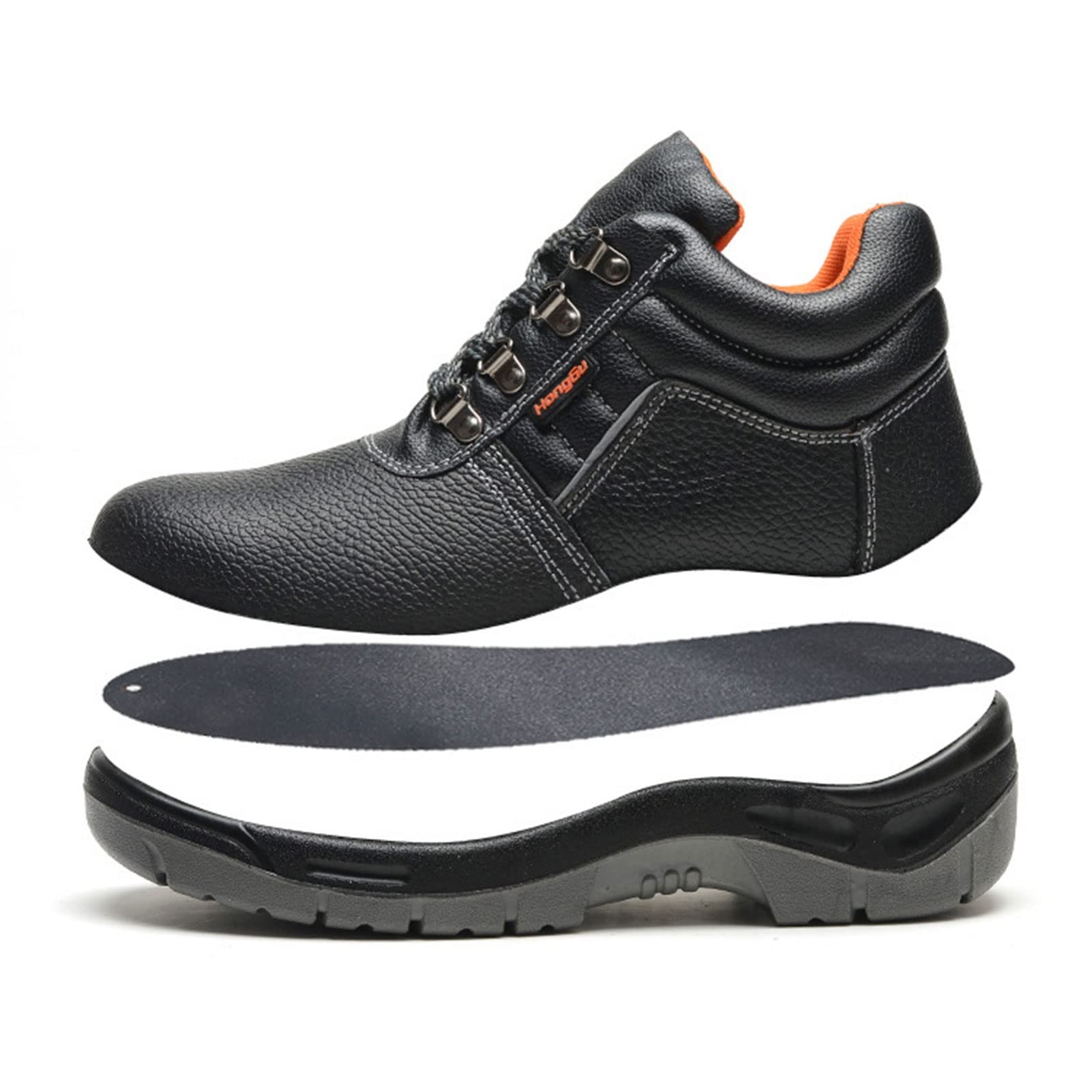 POYLONU Veiligheidsschoenen voor dames en heren, werkschoenen, licht, ademend, antislip, met stalen neus, maat 36-47, 42 EU