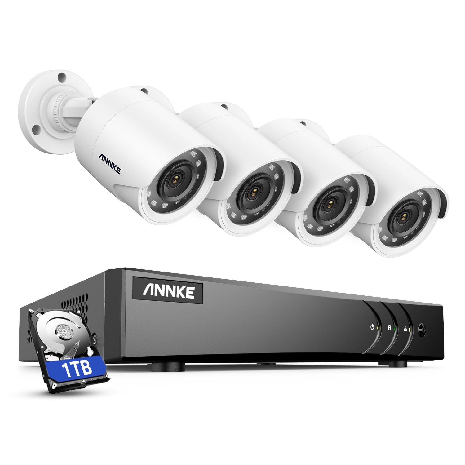 ANNKE 8 Channels 1080P Lite H.264+ HD-TVI DVR w/ 4x 1.30 Megapixels 960P Weatherproof Metal Bullet Camera+1TB Professional Surveillance HDD Security Camera System, Convenient Email Alert with Images