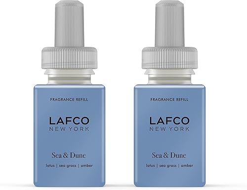 LAFCO New York Pura - Recambio para dispositivo inteligente, Sea & Dune, paquete de 2, frasco que ofrece hasta 2 semanas de vida de fragancia,