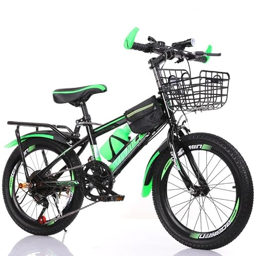 LumingLight子供用自転車 調節可能なシート 18/20/22/24インチ 男の子 女の子 スポーツ バスケットスタンド ハンドブレーキ フェンダーシフト付き 誕生日プレゼントに最適 (ブラック レッド/ブラック ブルー/ブラック グリーン) (2