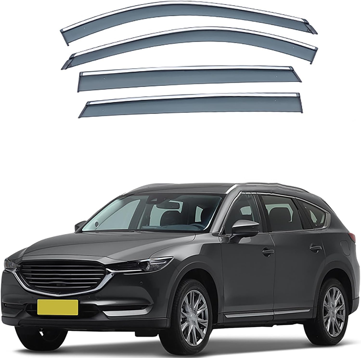 FengXH Window Deflectors for Mazda CX-8 MK1-KG 2017+- 4pc Smoke Tint, Waterproof, Noise Reducing.