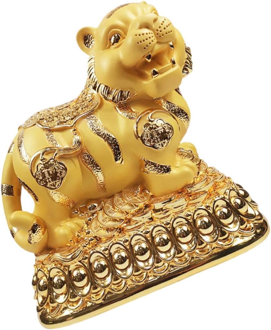 Kisangel Cartoon Tiger Piggy Bank Adorable Resin Coin Money Bank for Decorative Saving Pot for Home Office Cultivates Skills