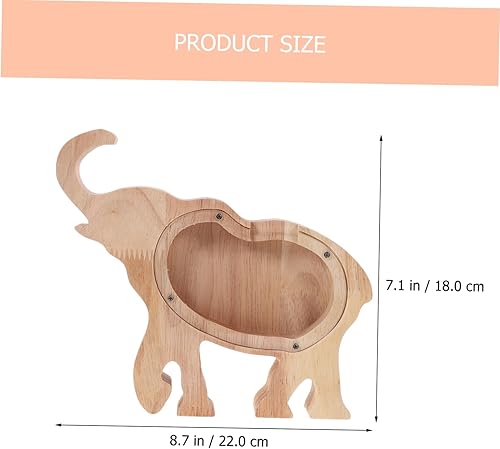 Miniatura 3 de Hucha de elefante de madera, maceta decorativa para dinero con forma de animal único, coleccionista de monedas, decoración de mesa elegante para