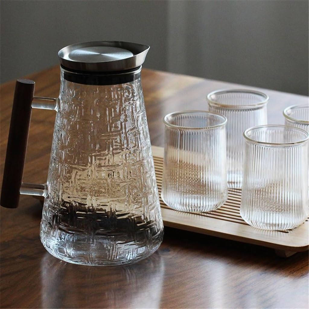 Hervidor de vidrio de gran capacidad para el hogar y la Oficina, hervidor de termoestabilidad espesado de estilo japonés con 4 vasos de vidrio vision